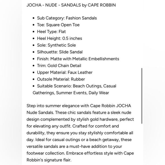 Jocha Stylish Summer Slide Sandals with Gold Accent Chain - Nude & Black - Picture 8 of 8